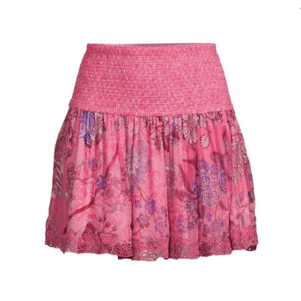 Hemant & Nandita Floral Smocked Mini Skirt Size Small
